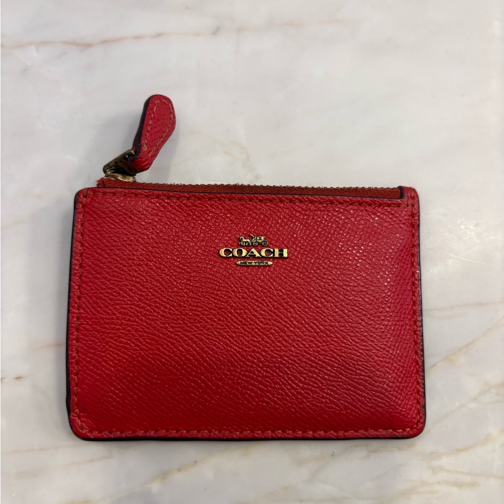 Coach Red Leather Zip Wallet